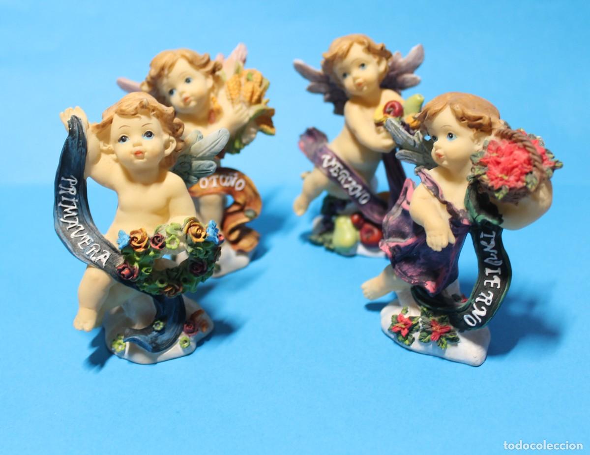 Antiguidades: 4 FIGURAS ALEGOR&Iacute;A DE LAS 4 ESTACIONES DEL A&Ntilde;O. Altura aprox. 85 mm. Composici&oacute;n resina.