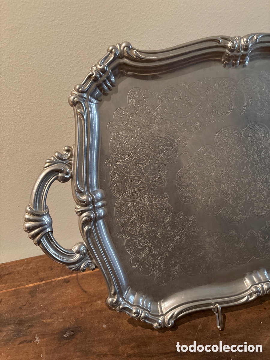 Antig&uuml;edades: Bandeja de metal plateado - Foto 3