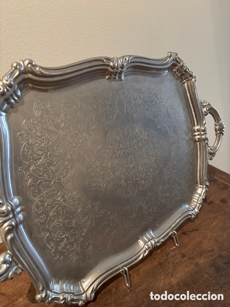Antig&uuml;edades: Bandeja de metal plateado - Foto 4