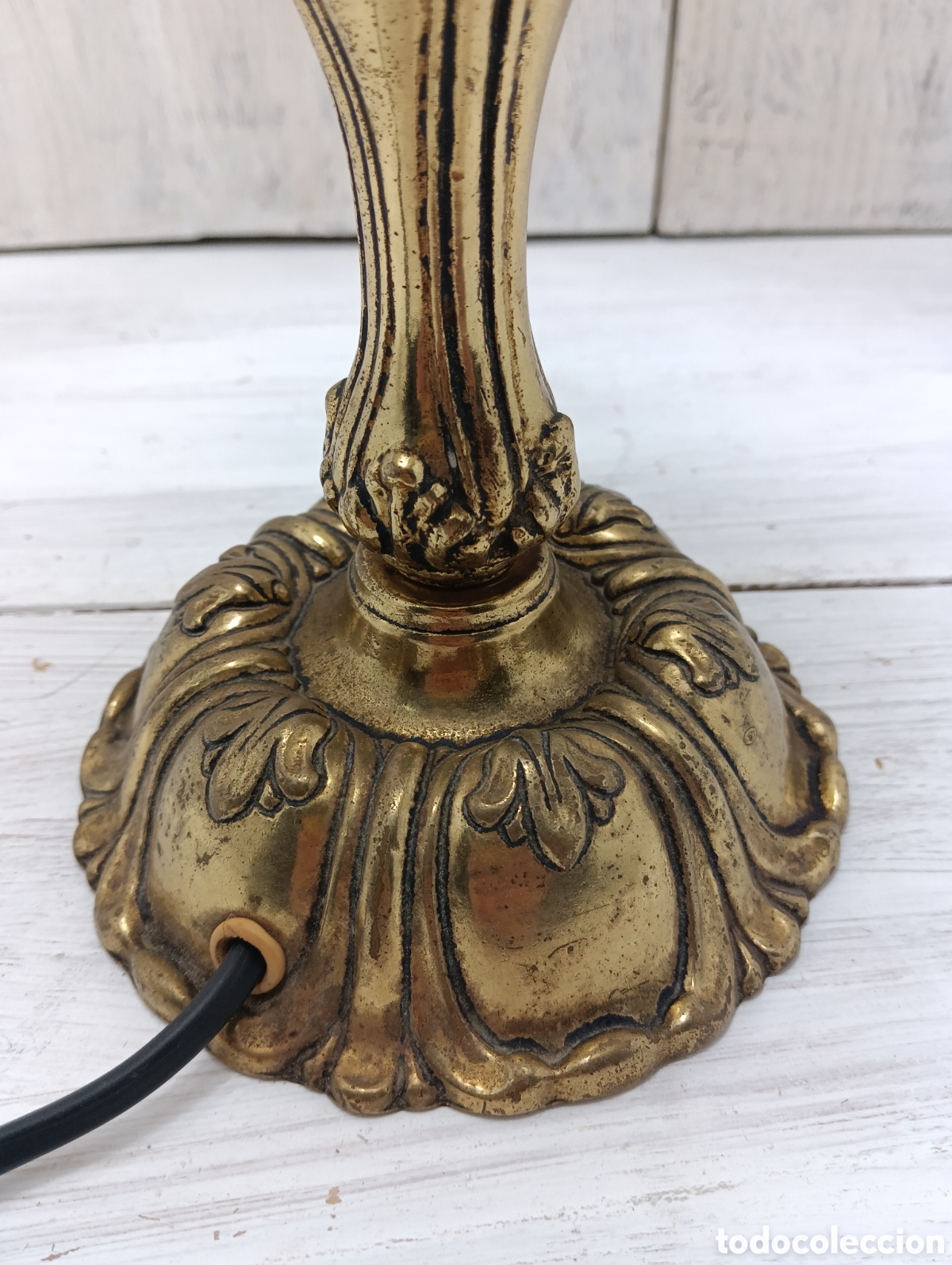 Antig&uuml;edades: Antigua L&aacute;mpara De Mesa Pi&eacute; Lat&oacute;n. - Foto 8