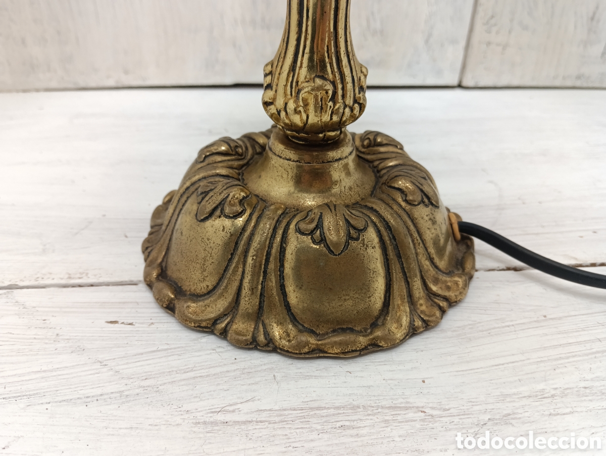 Antig&uuml;edades: Antigua L&aacute;mpara De Mesa Pi&eacute; Lat&oacute;n. - Foto 12