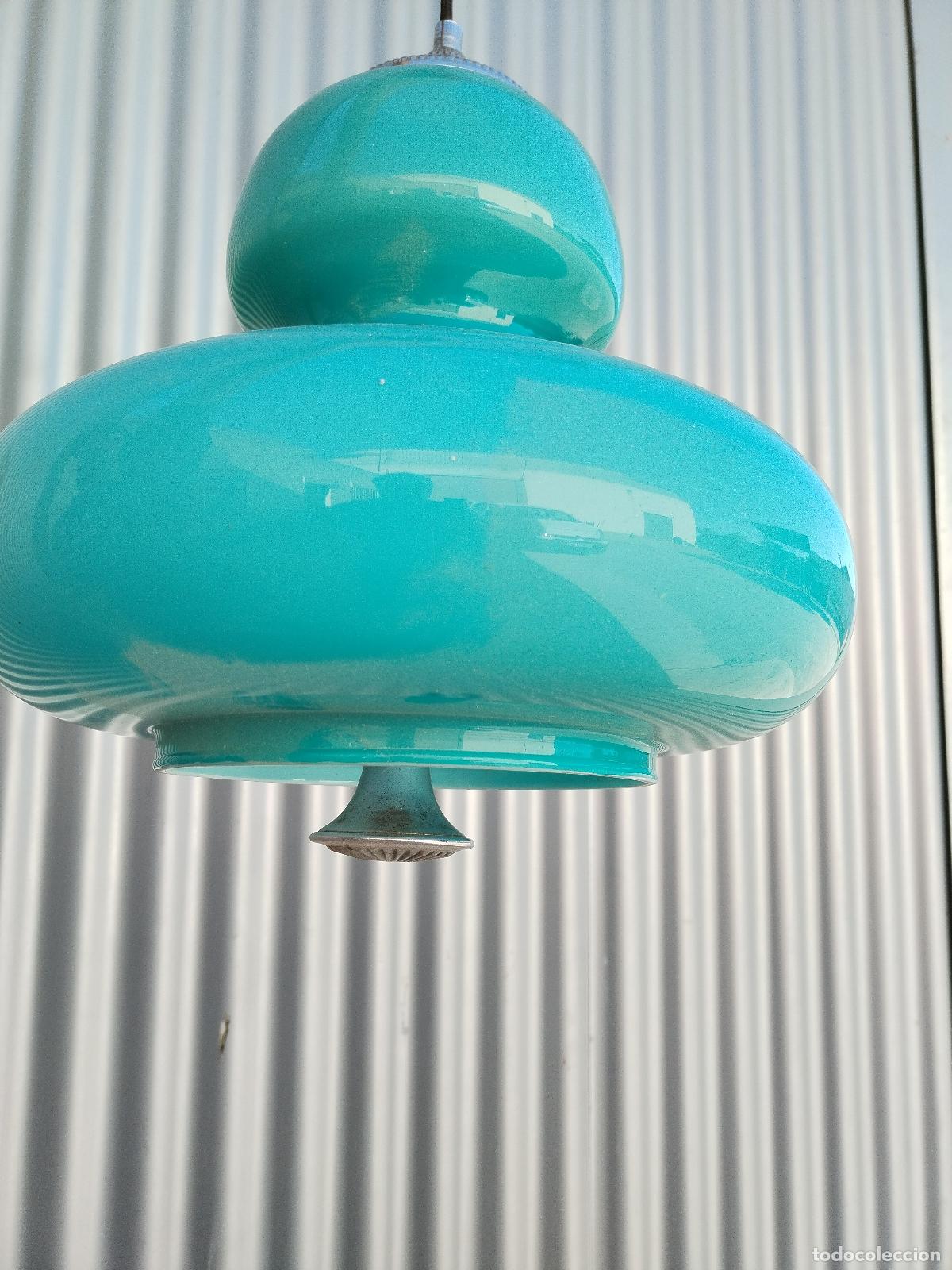 Antig&uuml;edades: lampara azul de techo - Foto 2