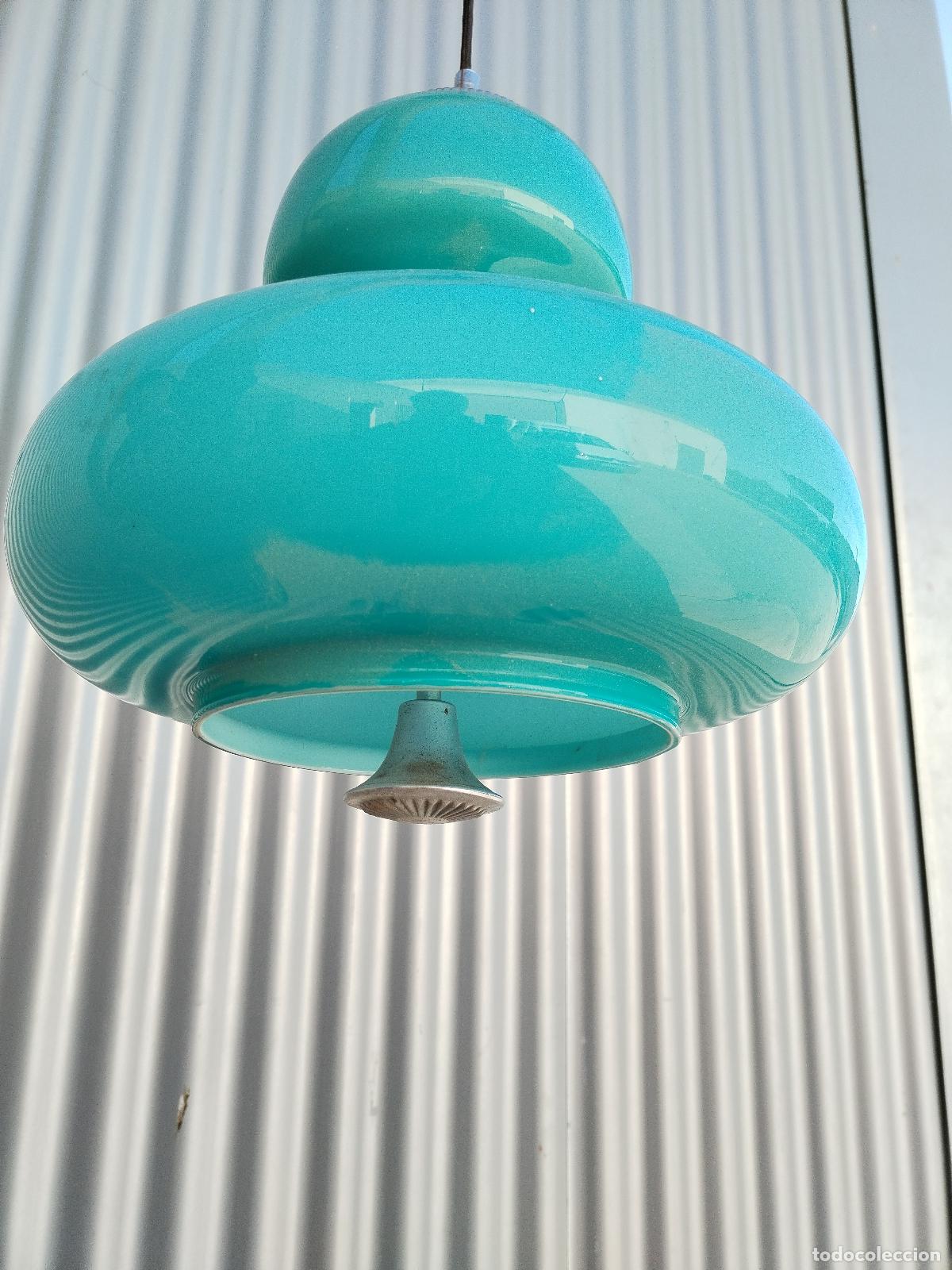 Antig&uuml;edades: lampara azul de techo - Foto 1