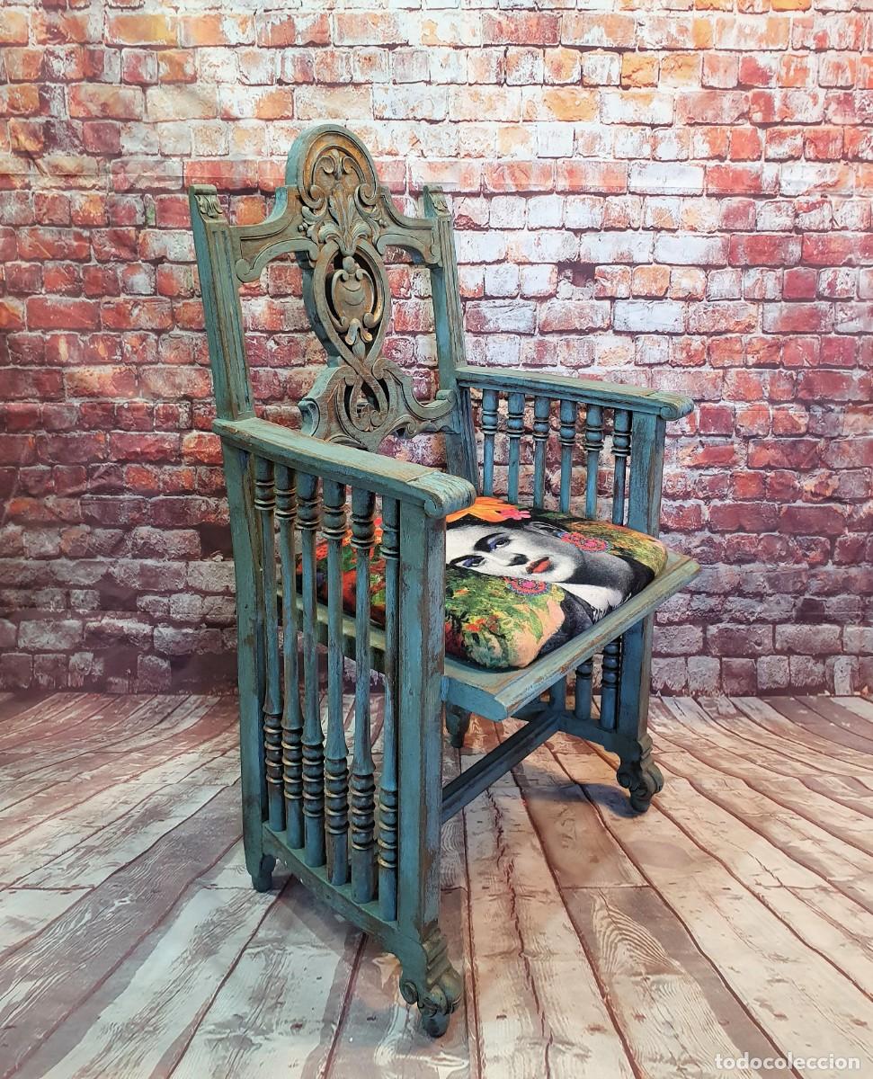 Antig&uuml;edades: Sill&oacute;n antiguo decorado a mano - Foto 1