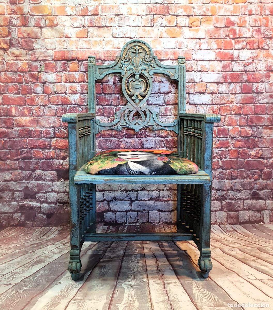 Antig&uuml;edades: Sill&oacute;n antiguo decorado a mano - Foto 2