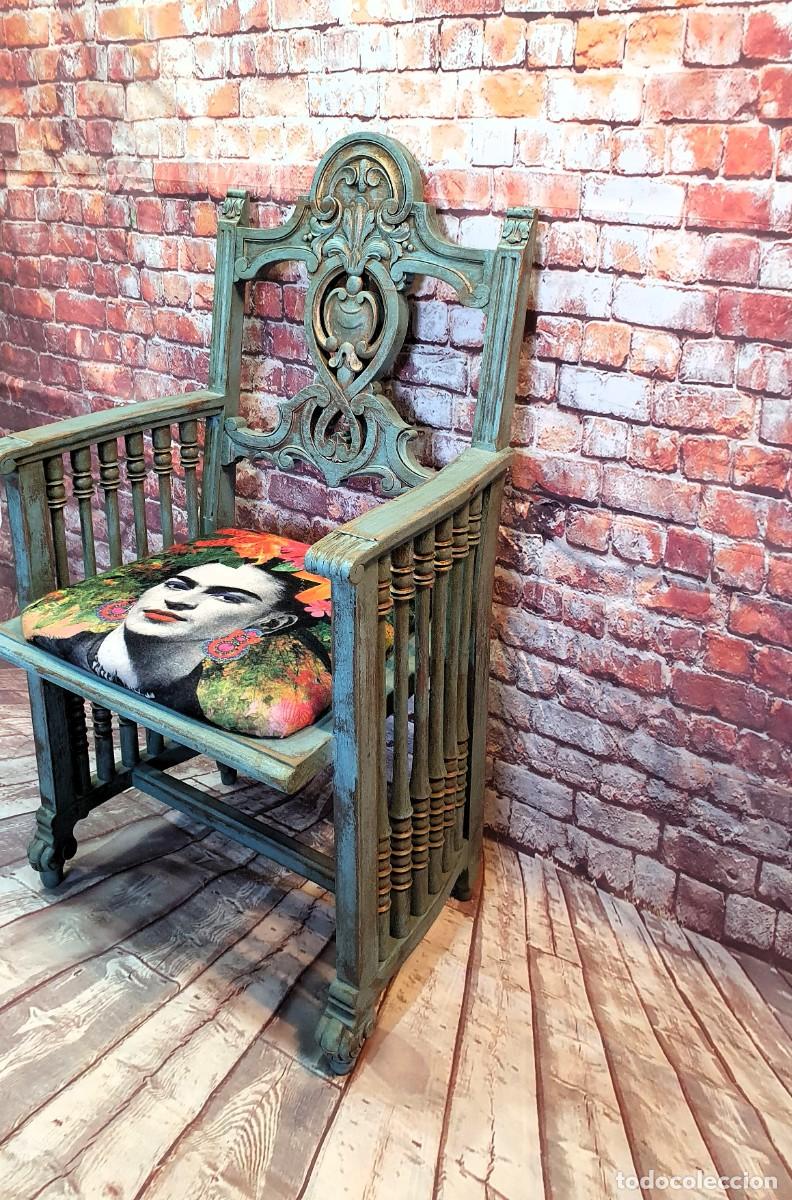 Antig&uuml;edades: Sill&oacute;n antiguo decorado a mano - Foto 4