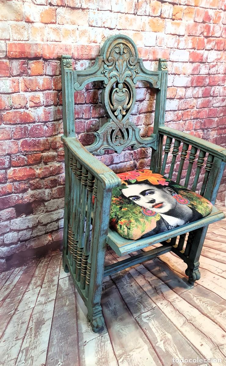 Antig&uuml;edades: Sill&oacute;n antiguo decorado a mano - Foto 5