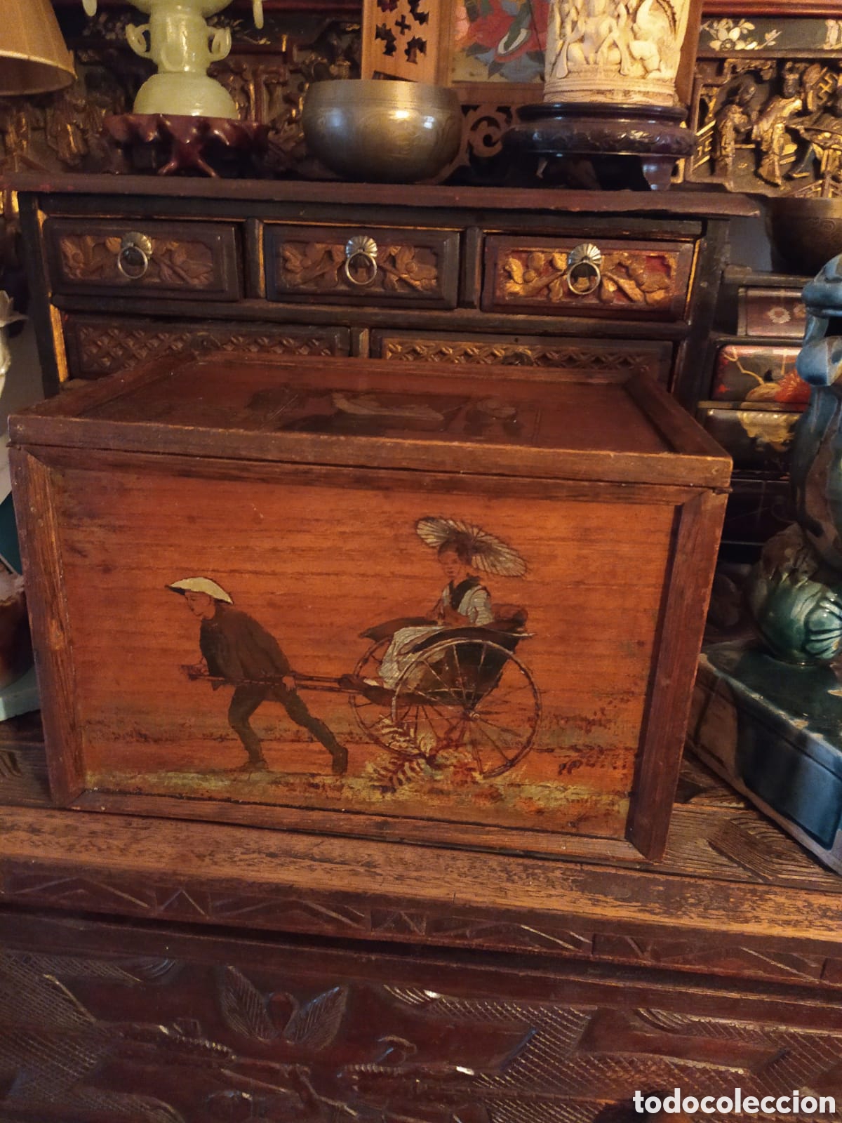Antig&uuml;edades: Caja madera oriental - Foto 2