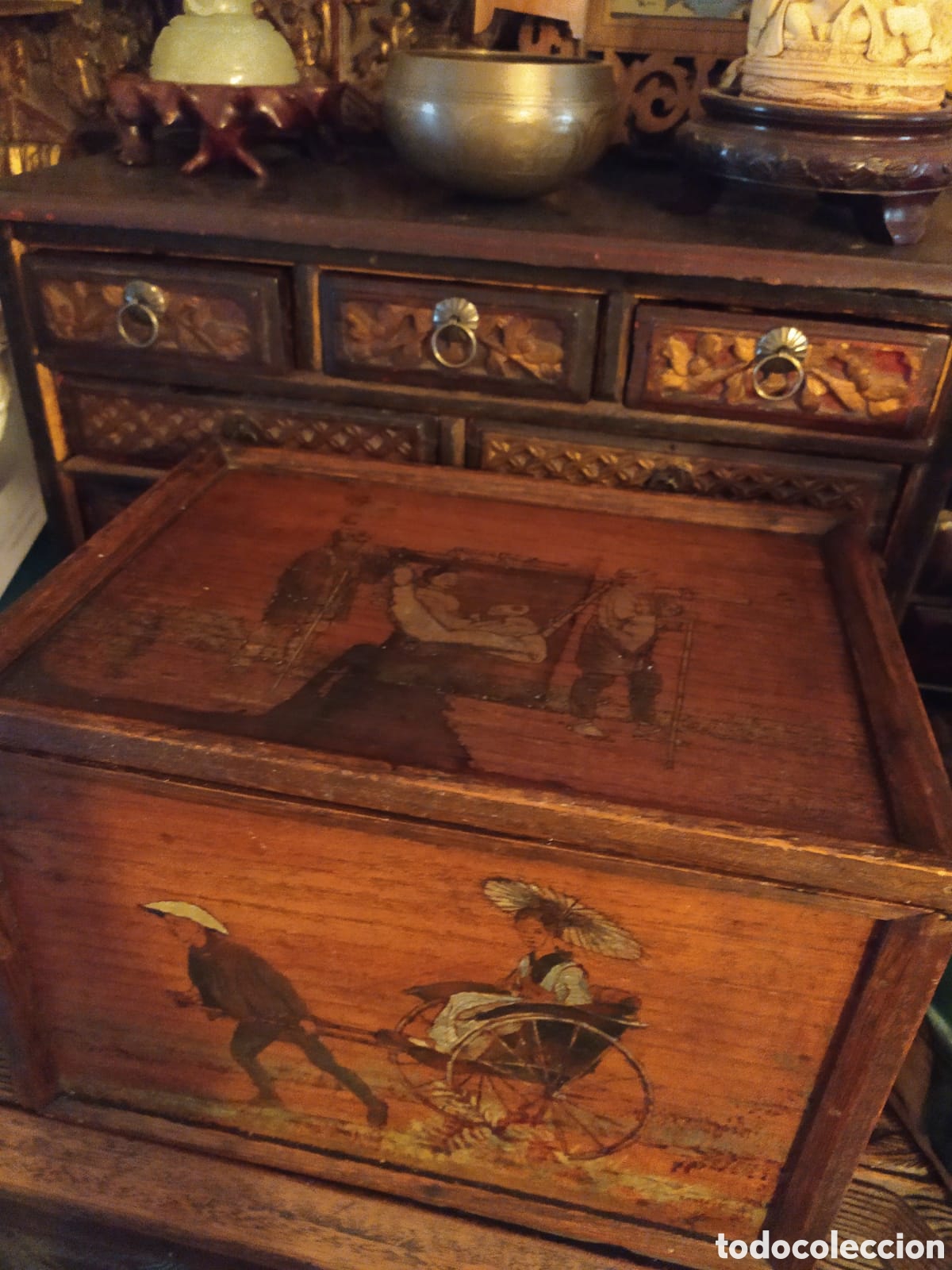 Antig&uuml;edades: Caja madera oriental - Foto 6