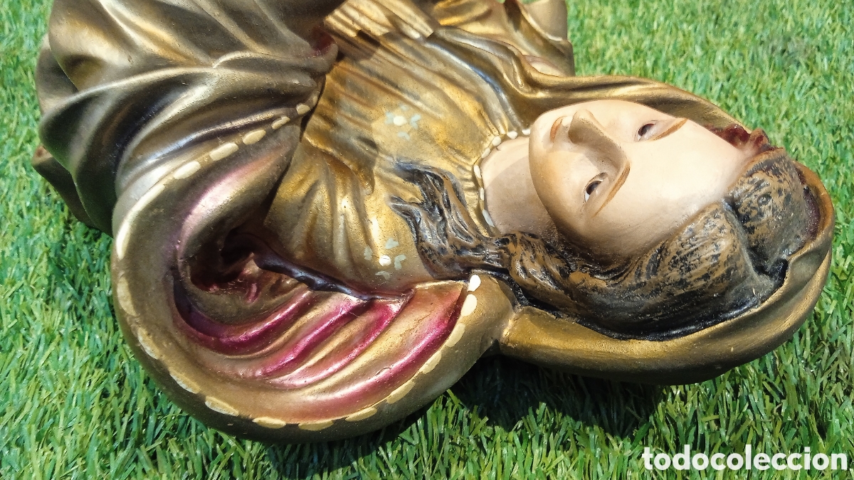 Antig&uuml;edades: TALLA DE MADERA DE LA VIRGEN. DORADA.POLICROMADA. - Foto 6
