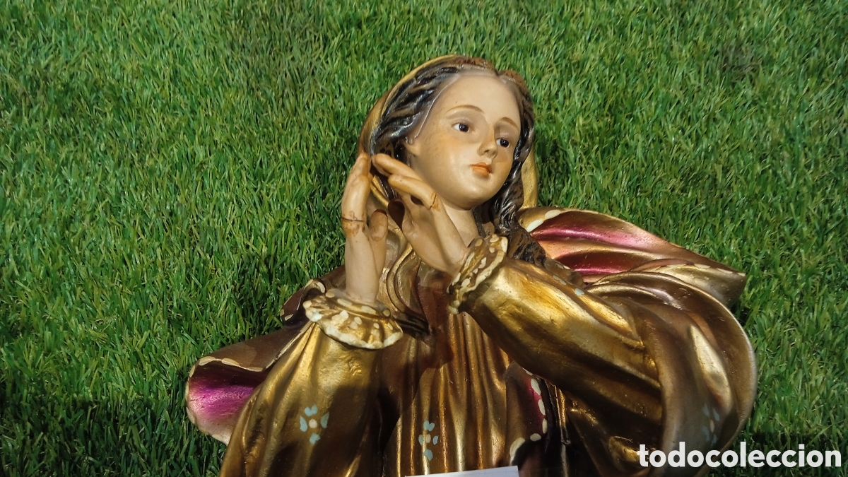 Antig&uuml;edades: TALLA DE MADERA DE LA VIRGEN. DORADA.POLICROMADA. - Foto 11
