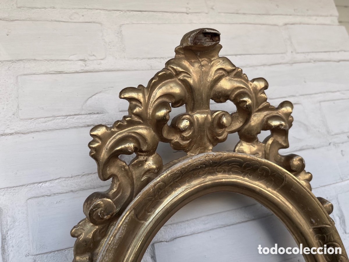 Antig&uuml;edades: ANTIGUO MARCO OVALADO DE MADERA / CORNUCOPIA - Foto 2