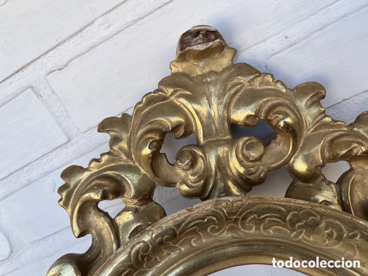 Antig&uuml;edades: ANTIGUO MARCO OVALADO DE MADERA / CORNUCOPIA - Foto 7