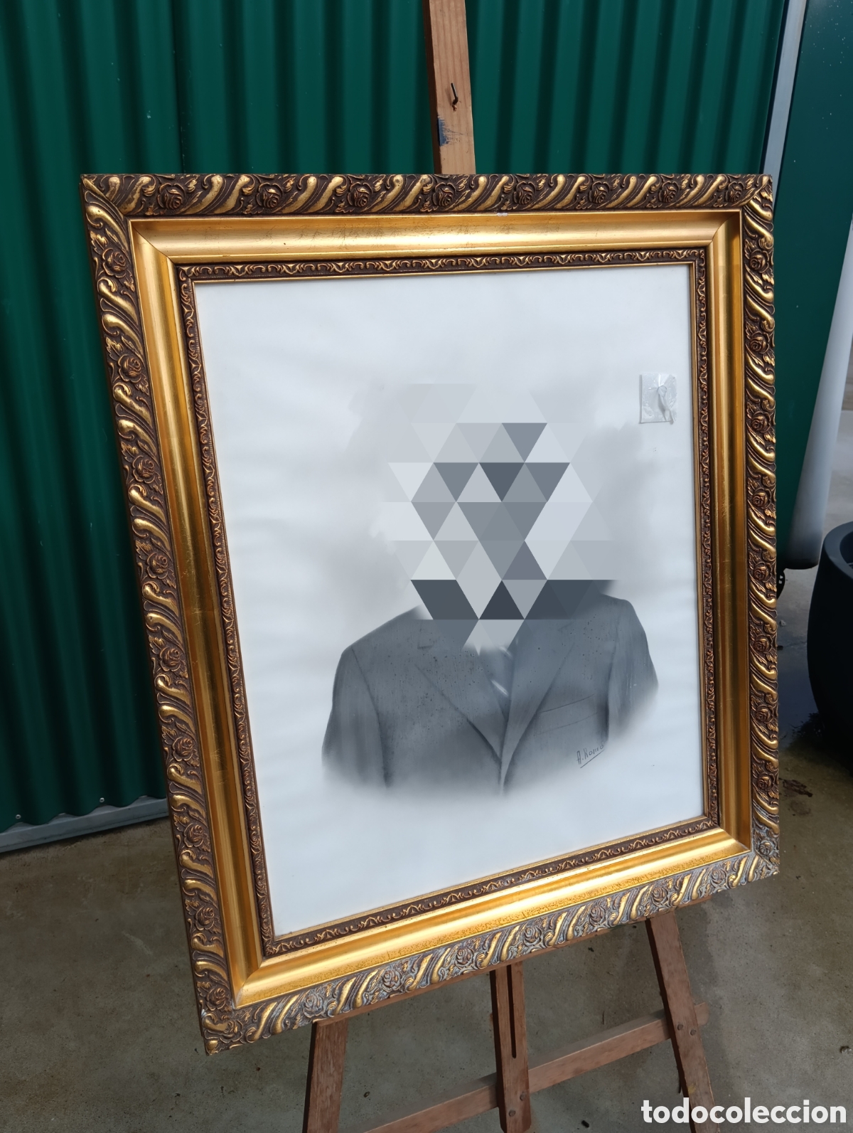 Antig&uuml;edades: Marco Dorado En Madera Con Cristal. - Foto 2