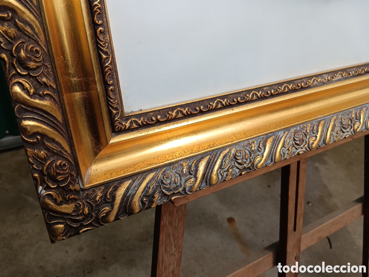 Antig&uuml;edades: Marco Dorado En Madera Con Cristal. - Foto 3
