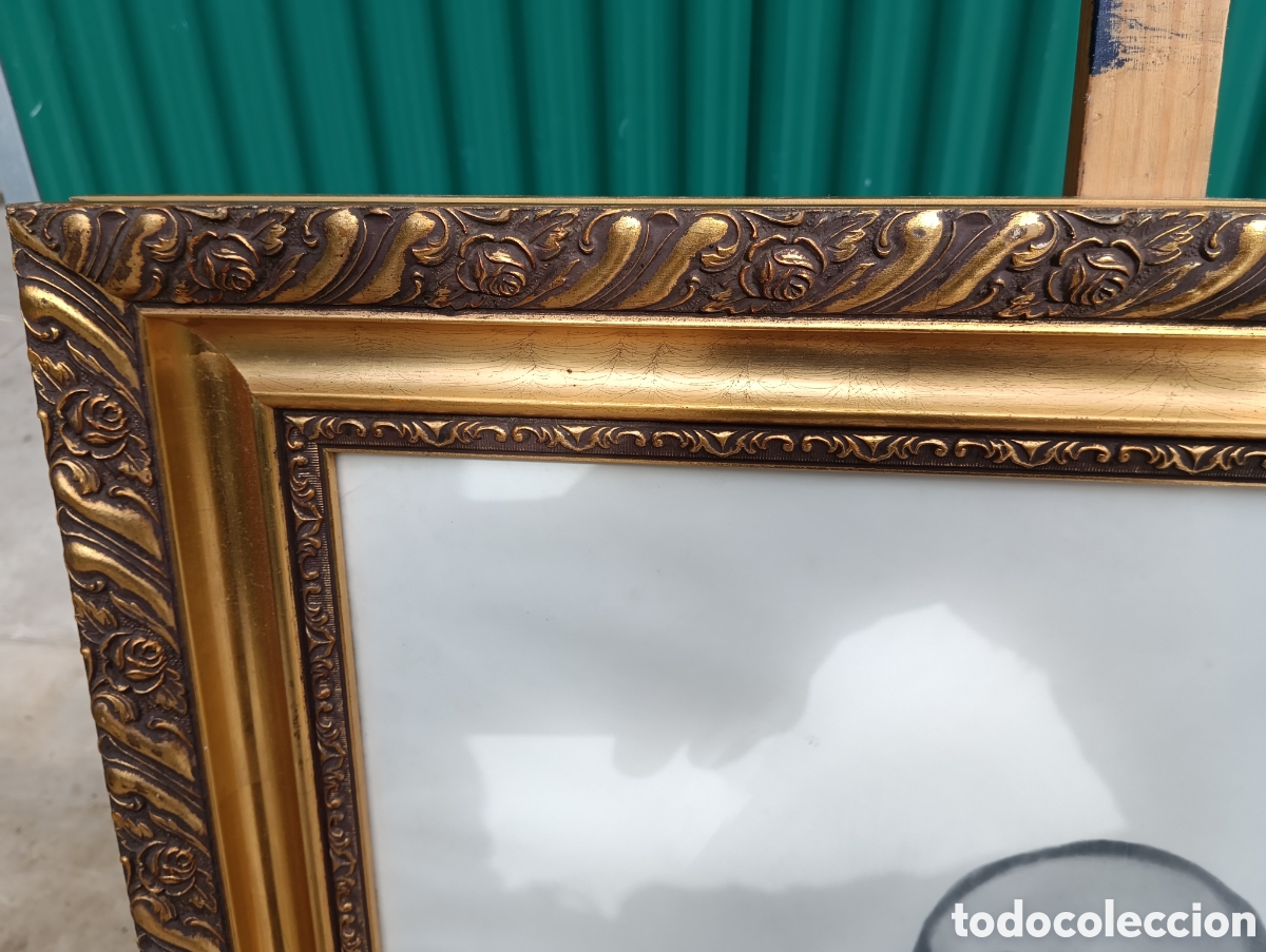 Antig&uuml;edades: Marco Dorado En Madera Con Cristal. - Foto 6