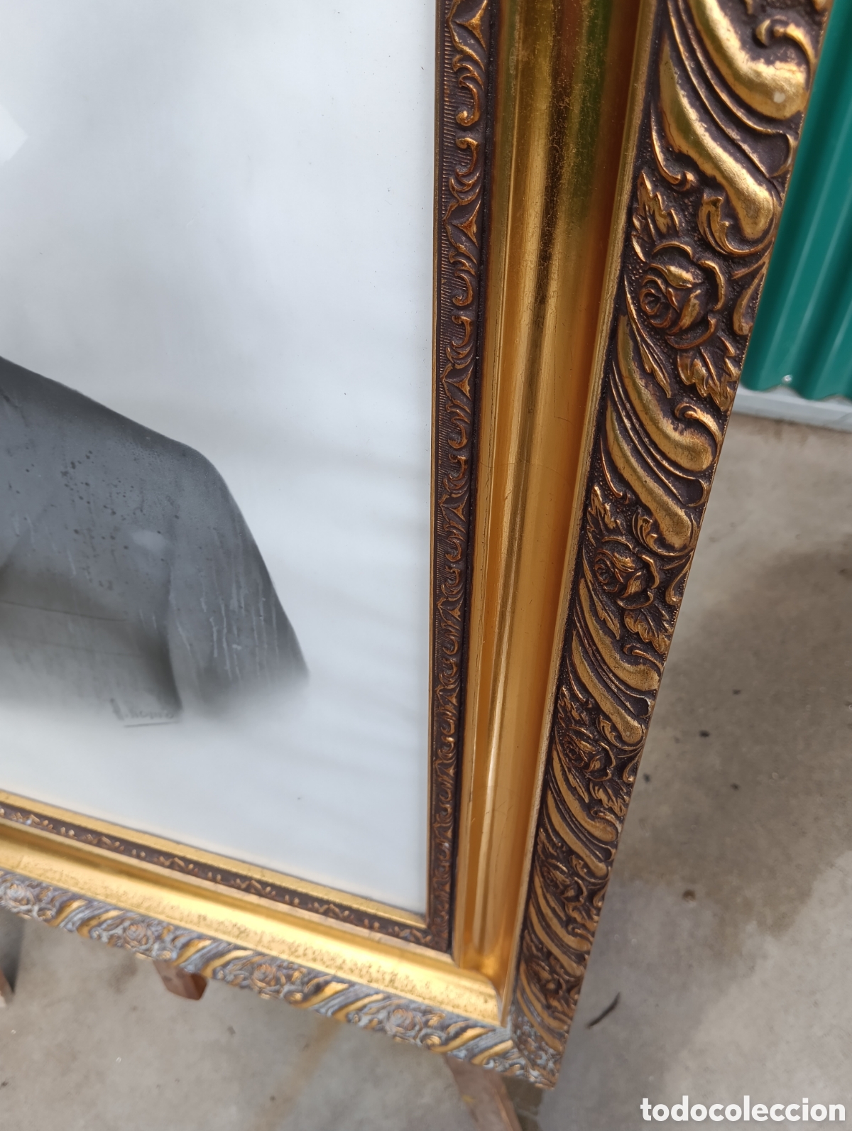 Antig&uuml;edades: Marco Dorado En Madera Con Cristal. - Foto 7