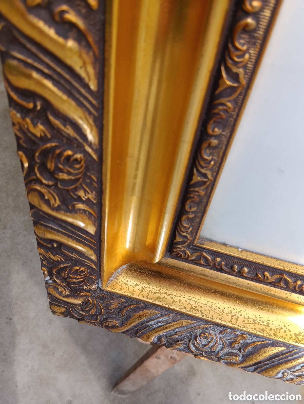 Antig&uuml;edades: Marco Dorado En Madera Con Cristal. - Foto 8