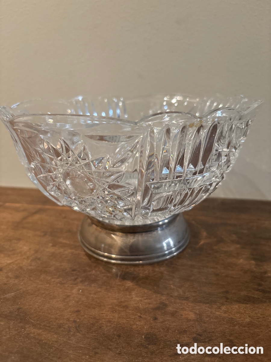 Antig&uuml;edades: Centro de cristal con pie de Plata - Foto 2