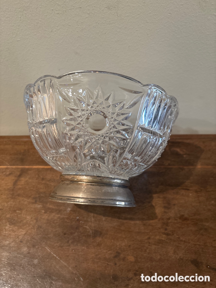 Antig&uuml;edades: Centro de cristal con pie de Plata - Foto 4