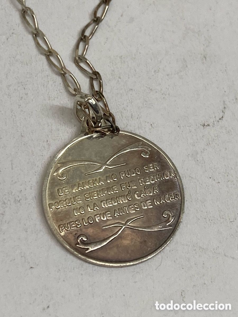 Antig&uuml;edades: Cadena y medalla de plata religiosa CC74 - Foto 3
