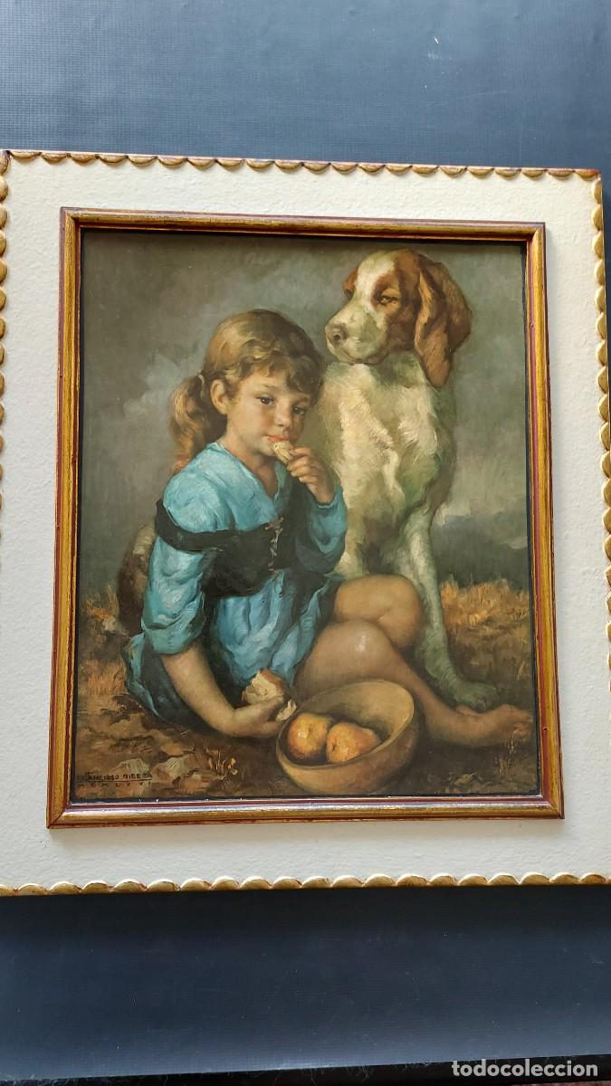 Antig&uuml;edades: CUADRO FRANCISCO RIBERA (NI&Ntilde;A CON PERRO) - Foto 1