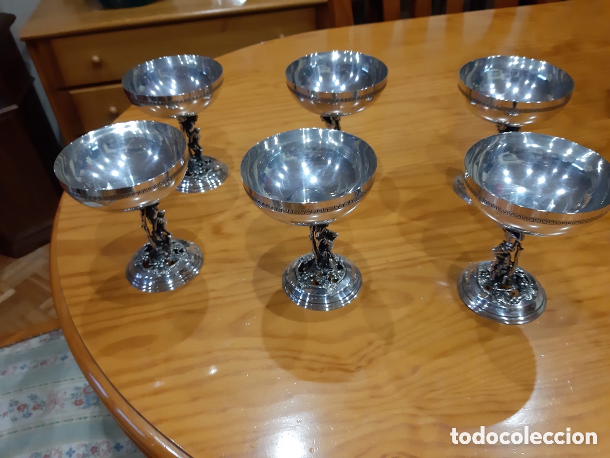 Antig&uuml;edades: 6 Copas de champan plata de ley - Foto 4