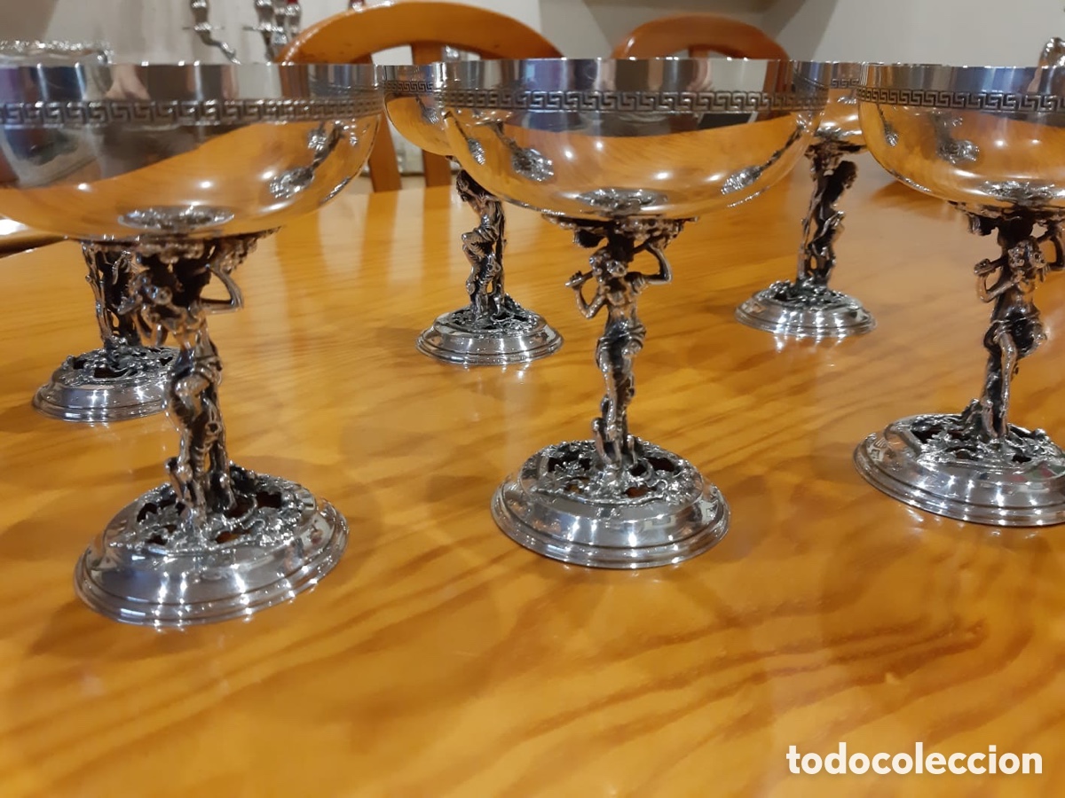 Antig&uuml;edades: 6 Copas de champan plata de ley - Foto 1
