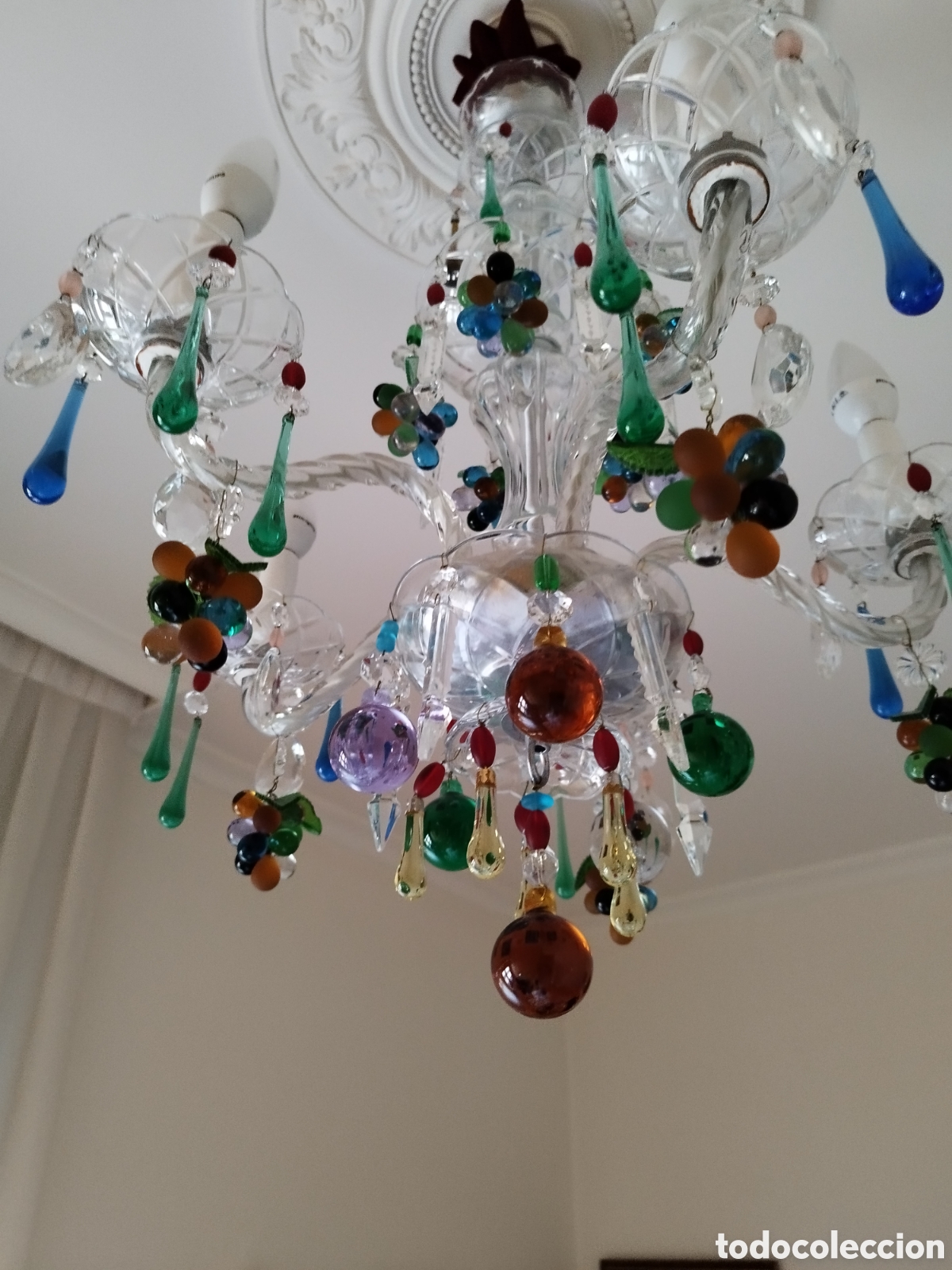 Antig&uuml;edades: L&aacute;mpara cristal colores - Foto 2