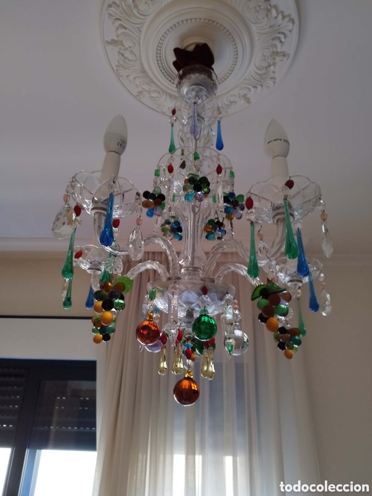 Antig&uuml;edades: L&aacute;mpara cristal colores - Foto 4
