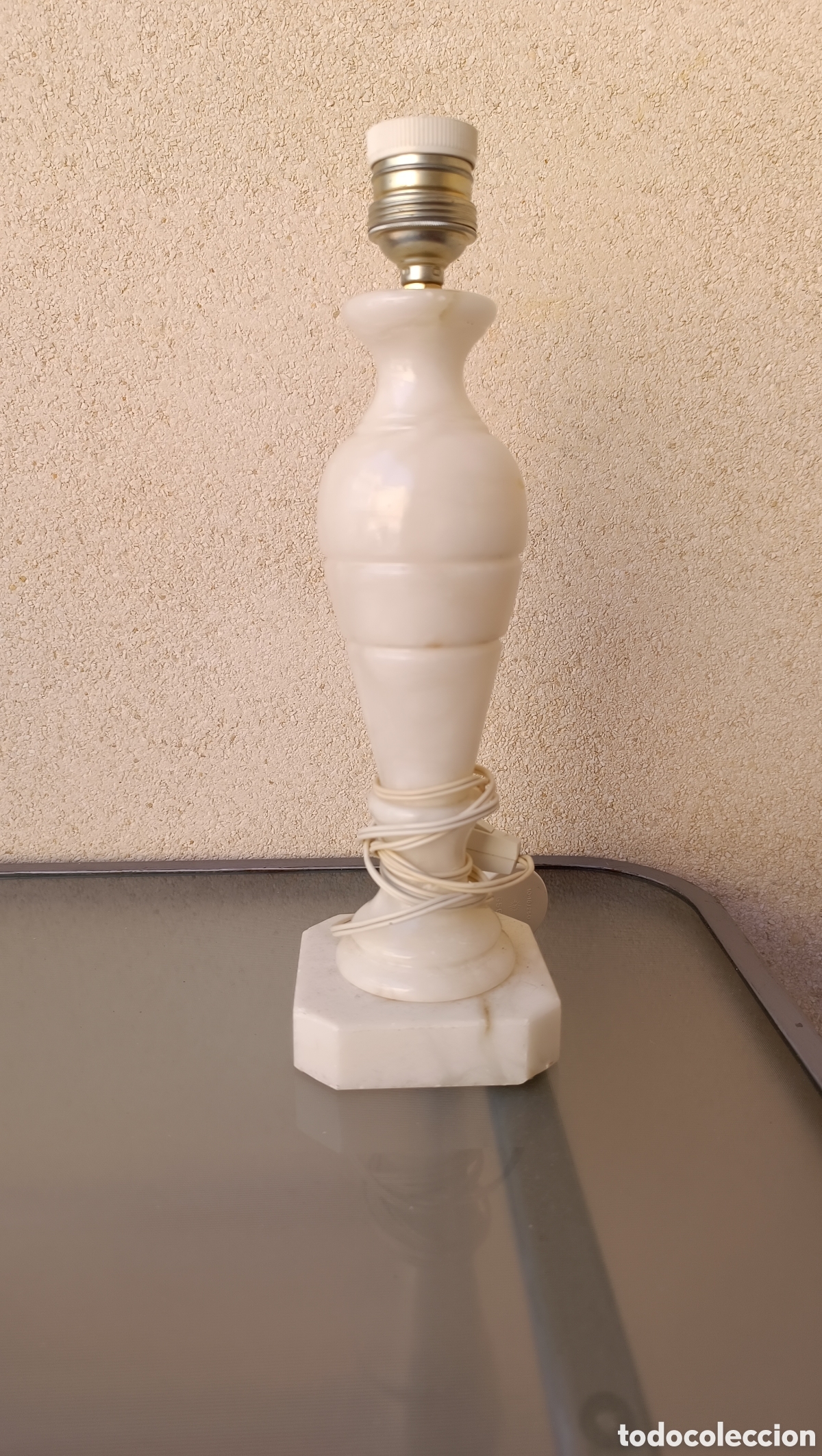Antig&uuml;edades: L&aacute;mpara alabastro de color blanco - Foto 5