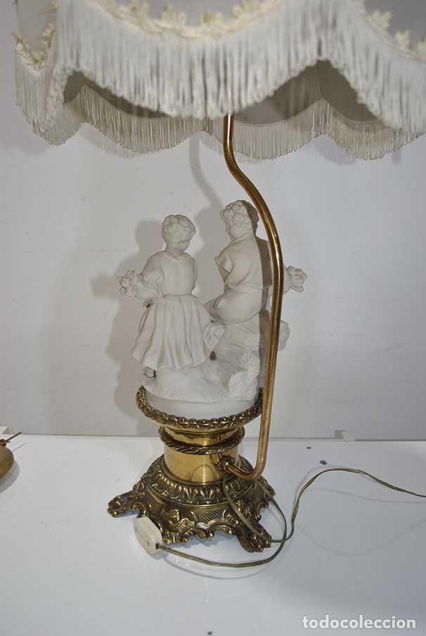 Antig&uuml;edades: L&Aacute;MPARA DE MESA PORCELANA BISCUIT - Foto 8