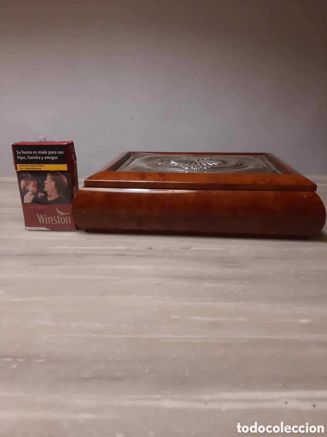 Antig&uuml;edades: Antigua caja de raiz y plata - Foto 2