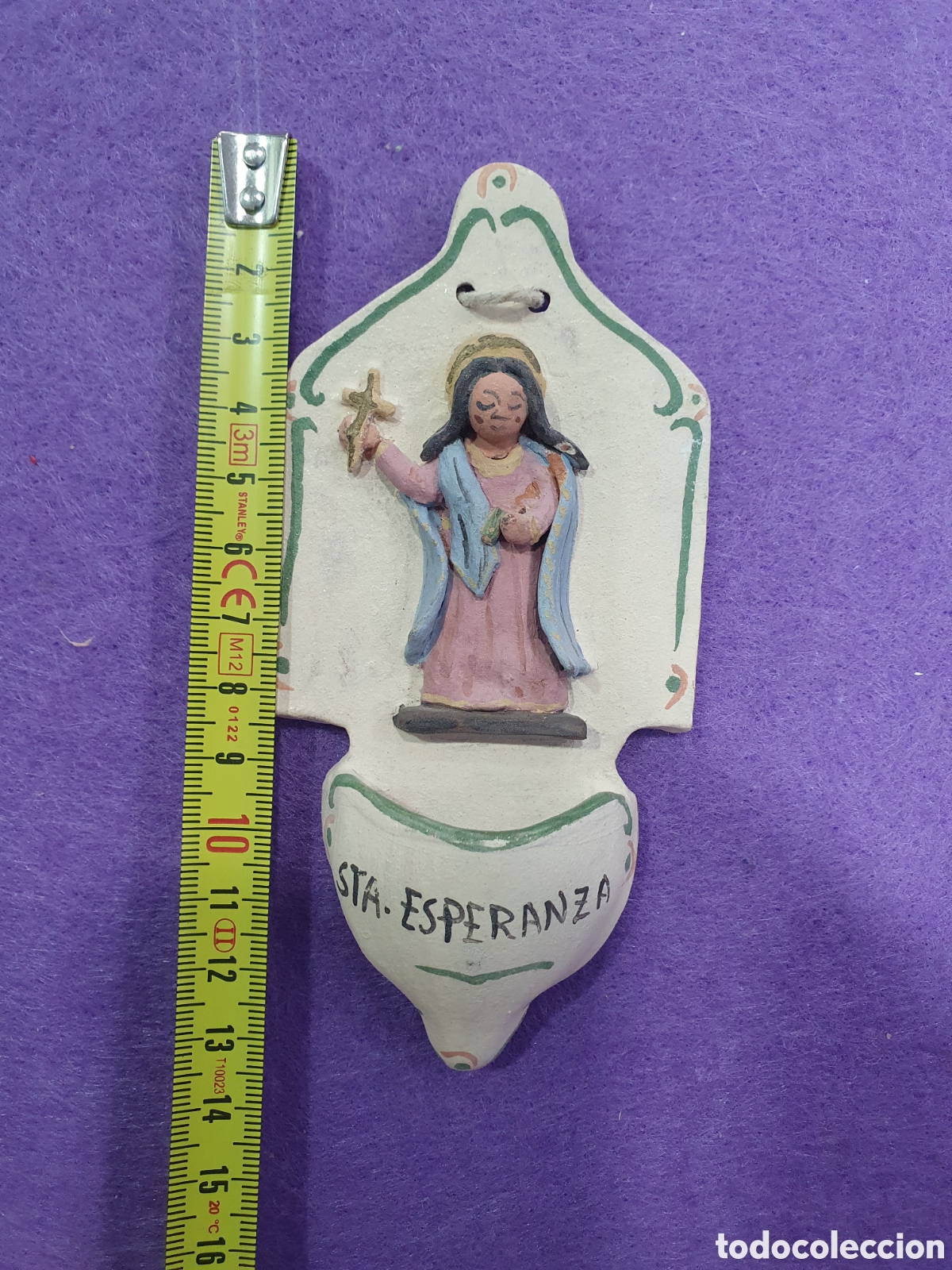 Antig&uuml;edades: Benditera de barro firmada. Sta Esperanza. (L90) - Foto 5