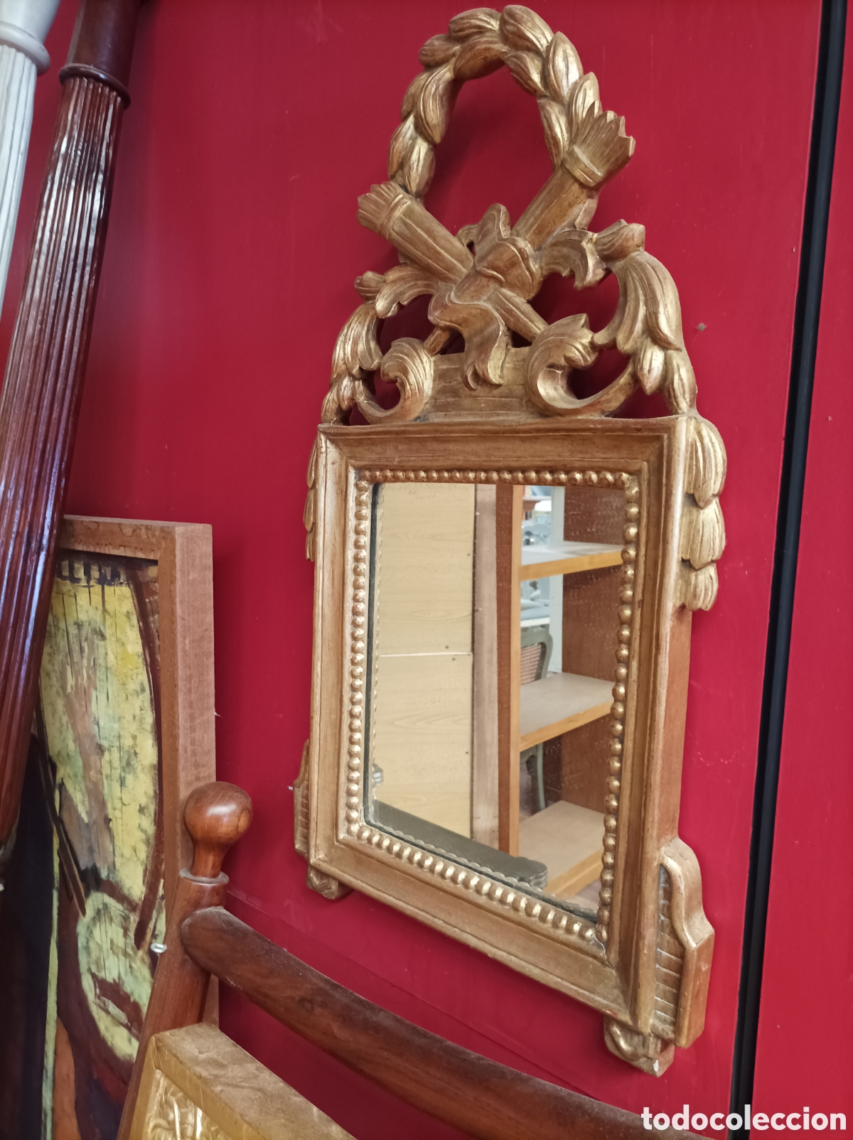 Antig&uuml;edades: Espejito franc&eacute;s en madera maciza - Foto 3
