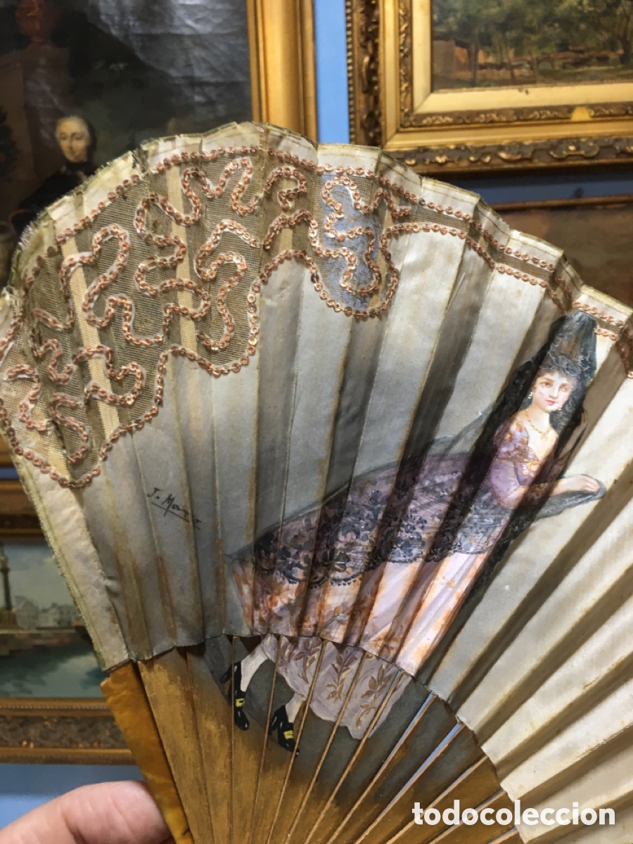 Antig&uuml;edades: Aaaaaaa Abanico maja con mantilla - Foto 13