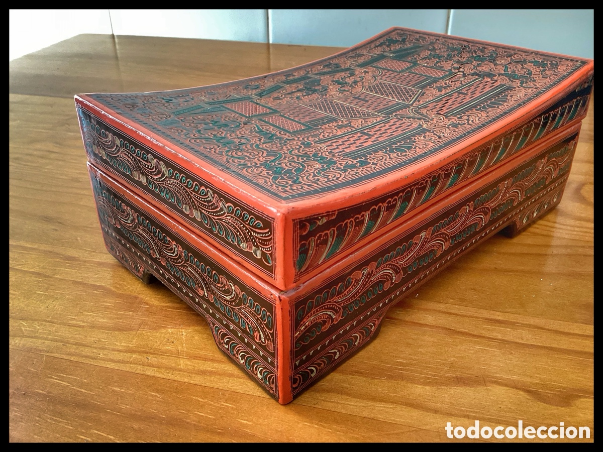 Antig&uuml;edades: Caja de laca birmana. Burmese Lacquerware Box. XIX thc. - Foto 3