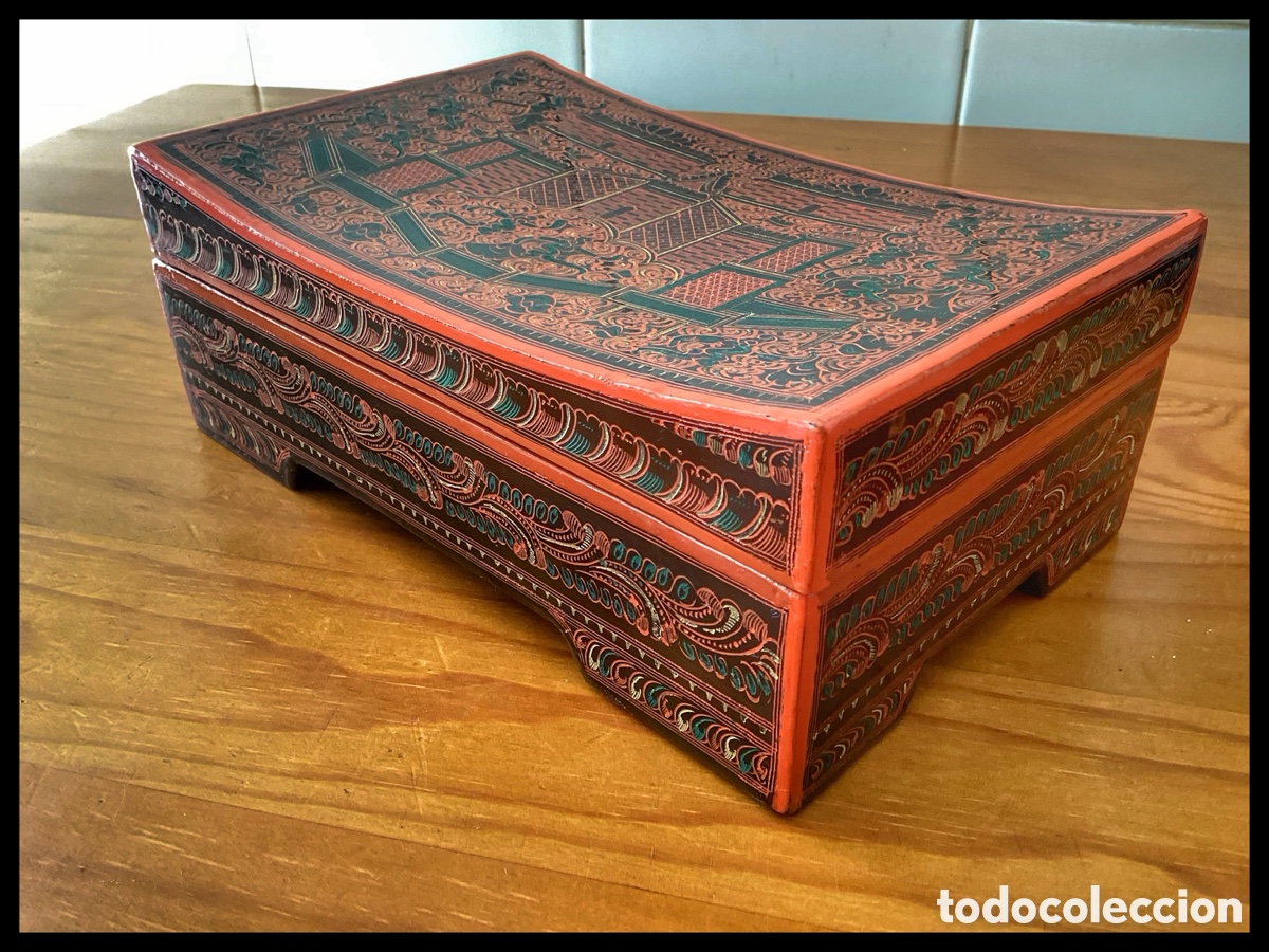Antig&uuml;edades: Caja de laca birmana. Burmese Lacquerware Box. XIX thc. - Foto 5