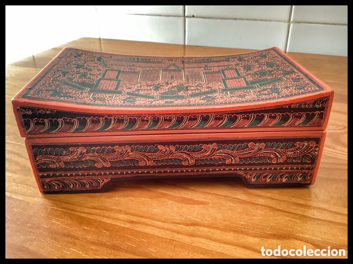 Antig&uuml;edades: Caja de laca birmana. Burmese Lacquerware Box. XIX thc. - Foto 6
