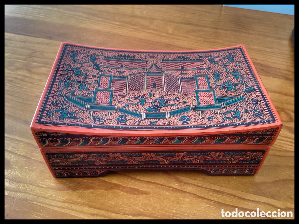 Antig&uuml;edades: Caja de laca birmana. Burmese Lacquerware Box. XIX thc. - Foto 1