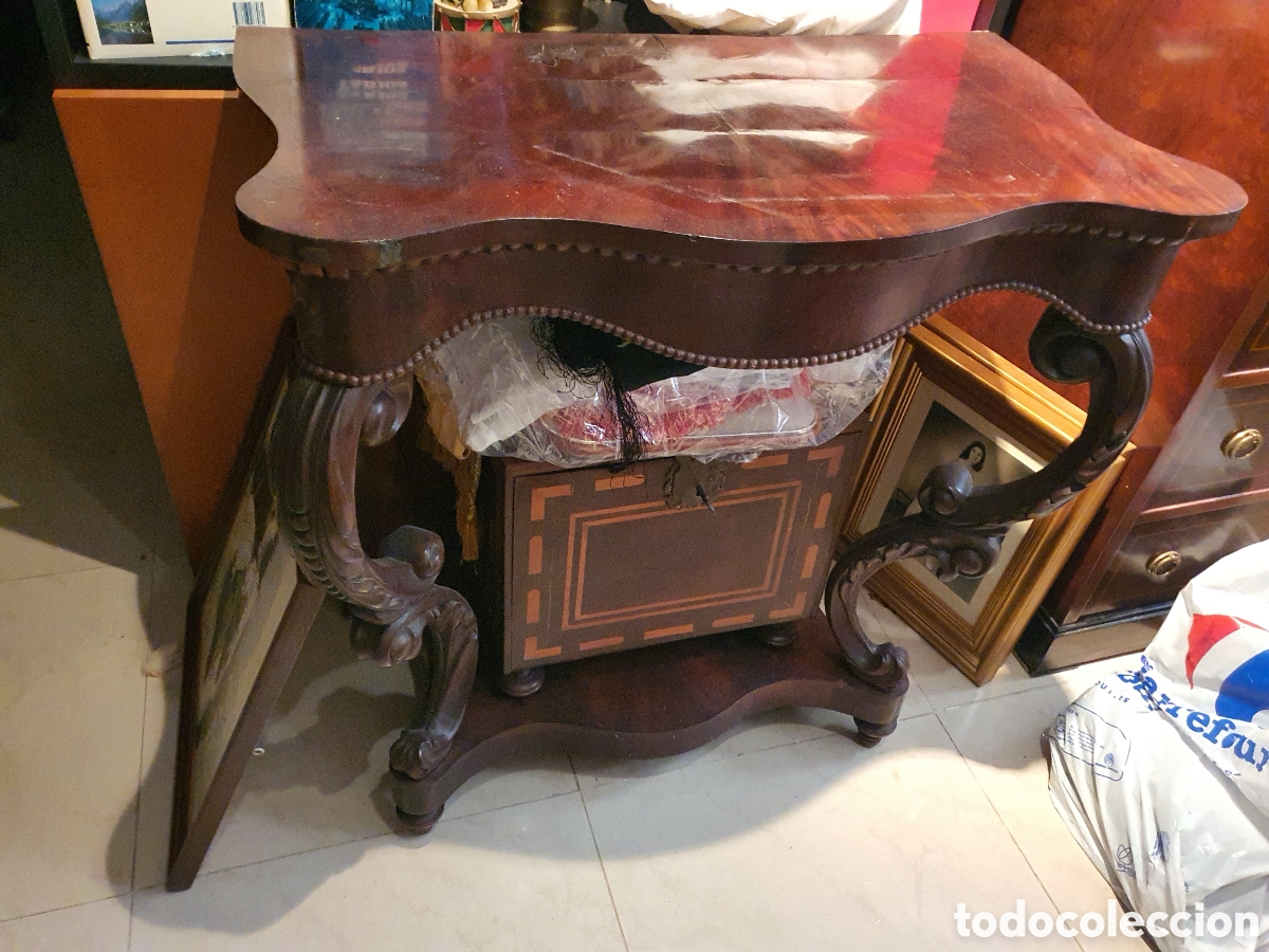 Antig&uuml;edades: consola 1870. caoba palma - Foto 2