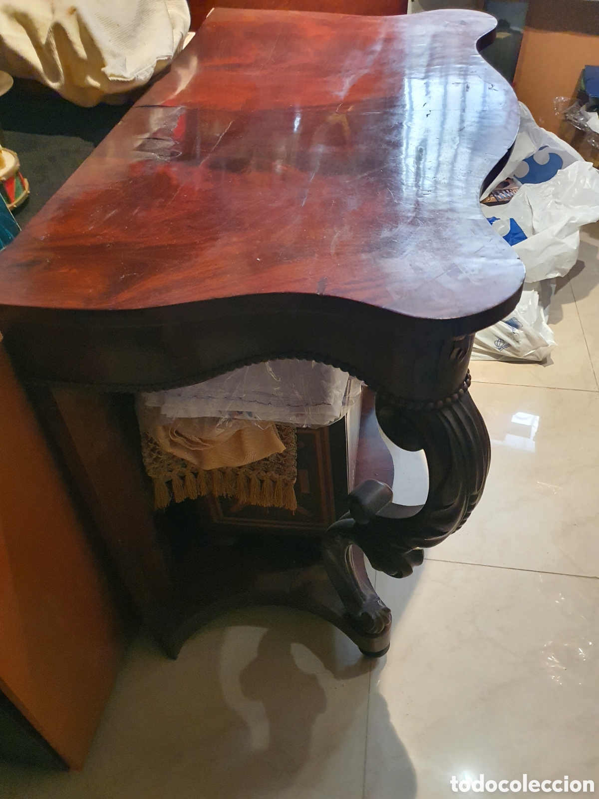 Antig&uuml;edades: consola 1870. caoba palma - Foto 1