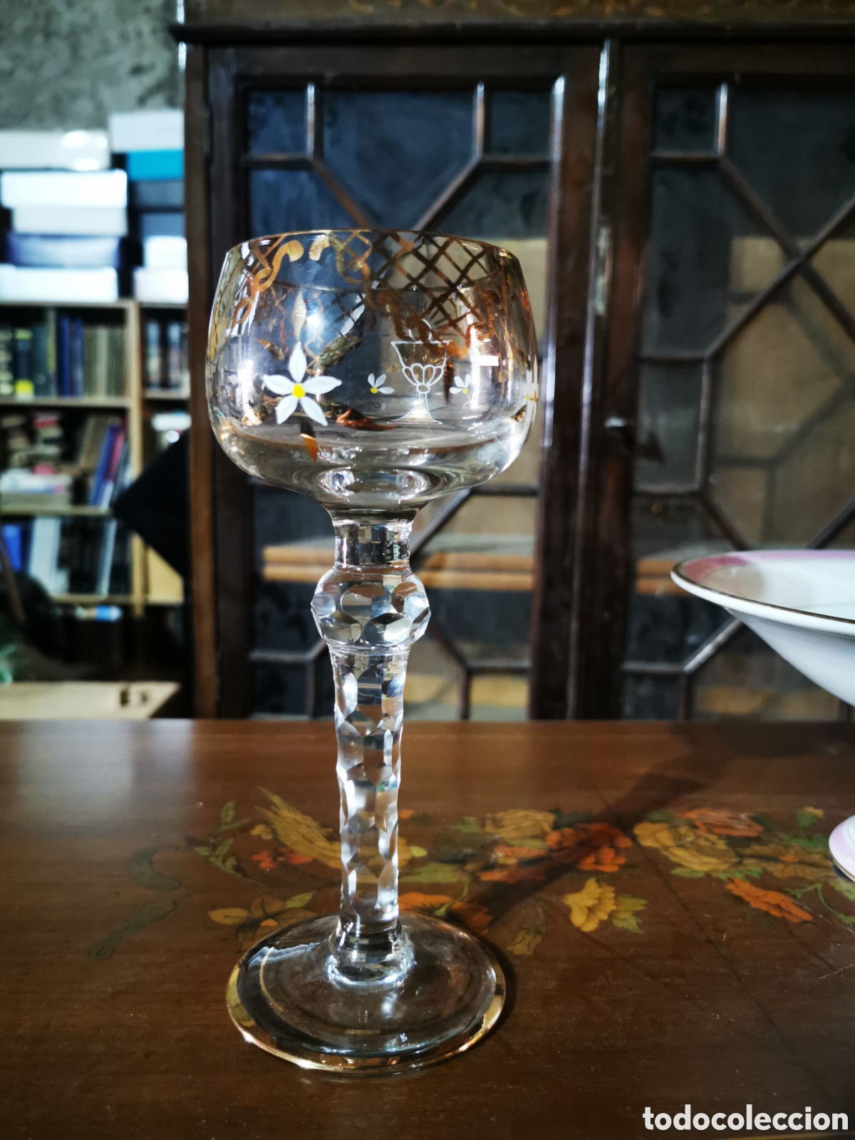 Antig&uuml;edades: Copa cristal tallado y dorado 20cm - Foto 7