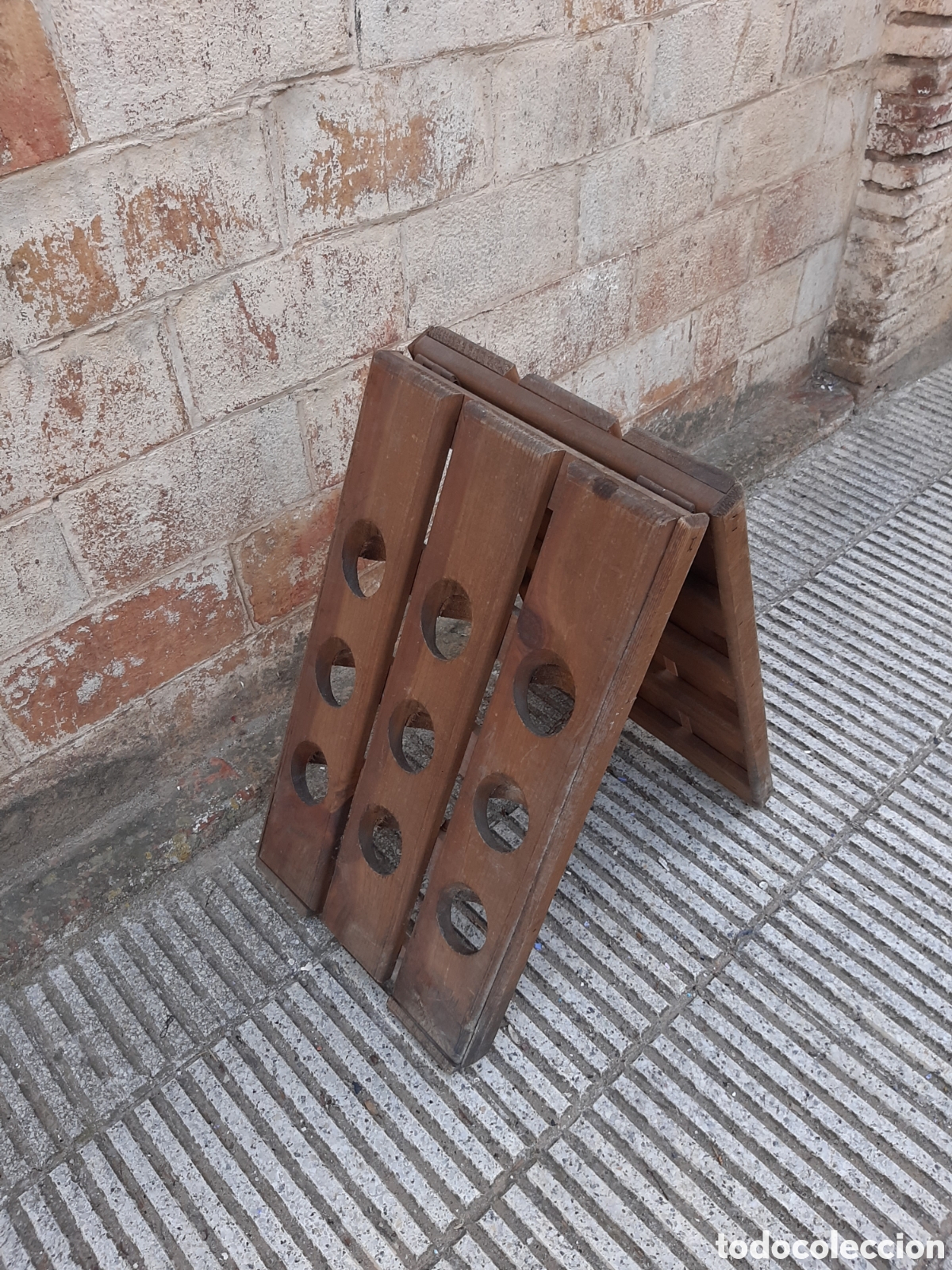 Antig&uuml;edades: Botellero antiguo de madera - Foto 5