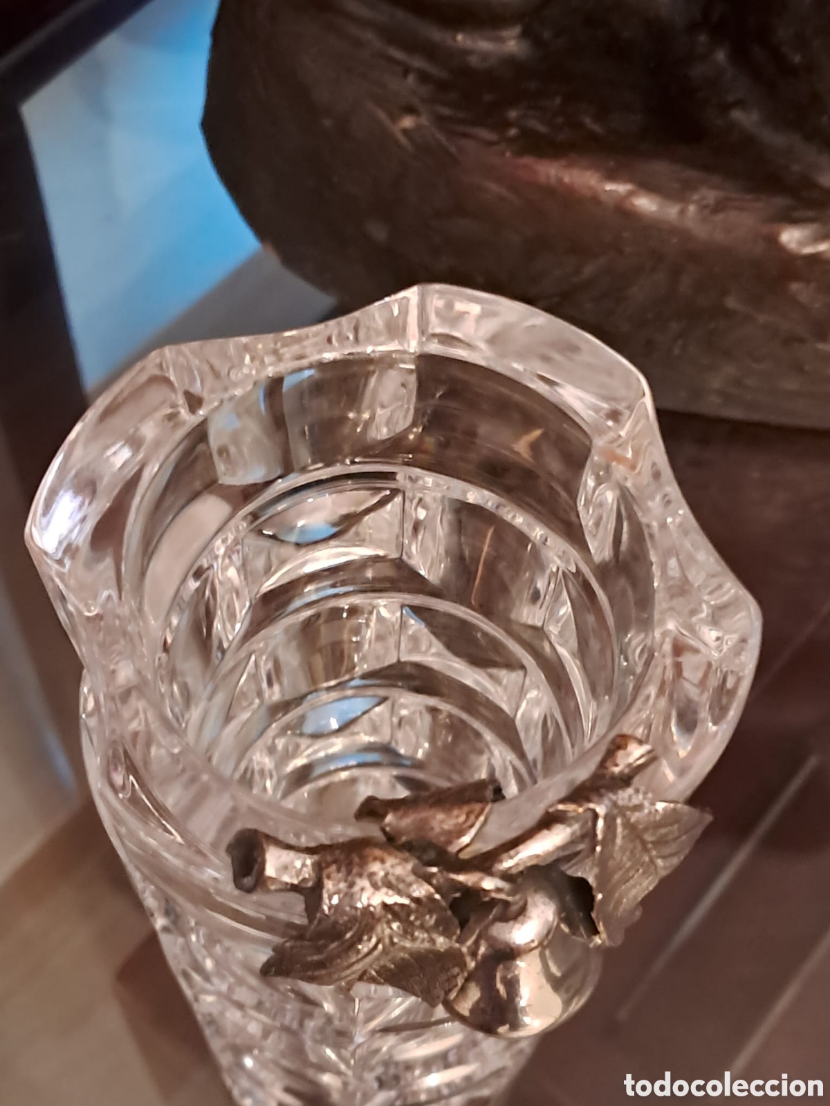 Antig&uuml;edades: Jarron cristal y plata - Foto 2