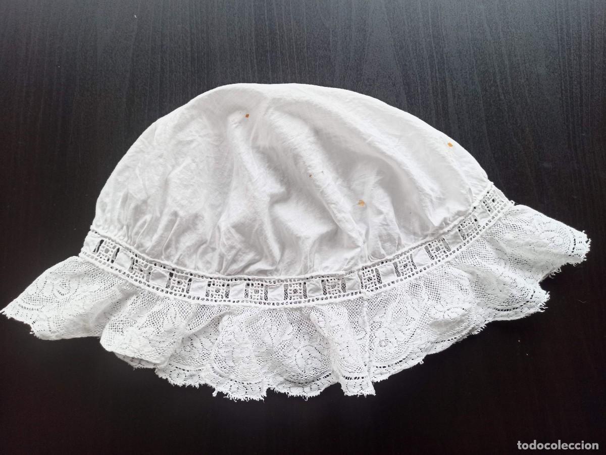 Antig&uuml;edades: Antiguo gorro de algod&oacute;n o lino para dormir - Foto 3
