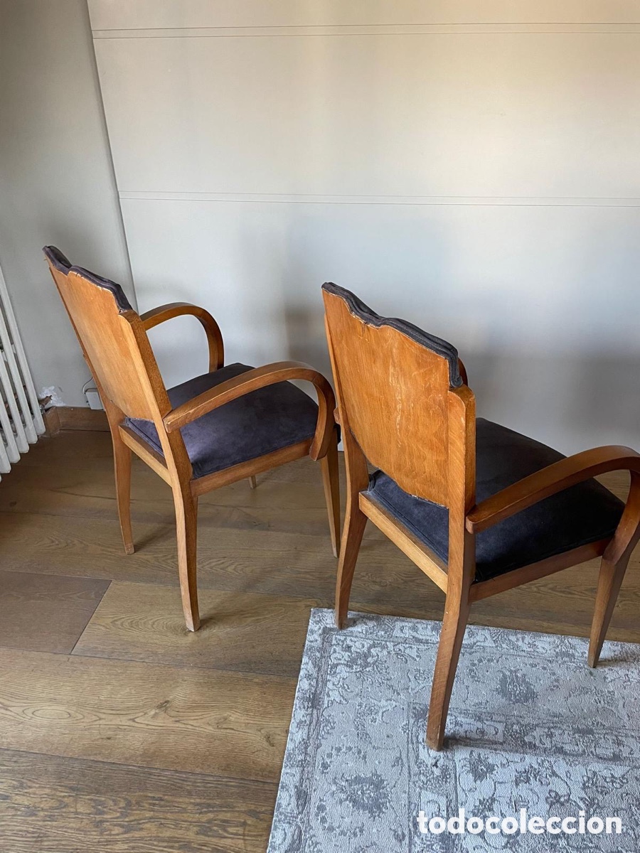 Antig&uuml;edades: 2 sillas de Bridge Dec&oacute;, respaldo de madera - Foto 2
