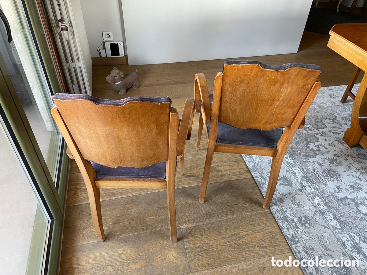 Antig&uuml;edades: 2 sillas de Bridge Dec&oacute;, respaldo de madera - Foto 3