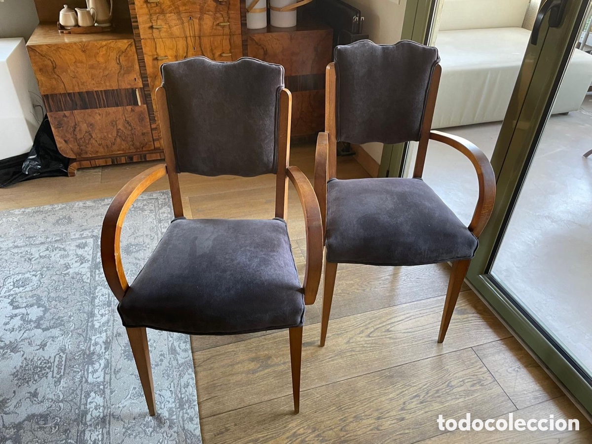 Antig&uuml;edades: 2 sillas de Bridge Dec&oacute;, respaldo de madera - Foto 1