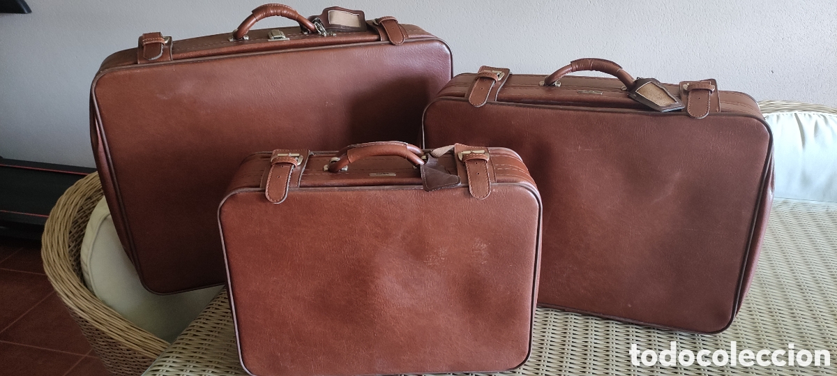 Antig&uuml;edades: Conjunto 3 Maletas Tauro vintage piel